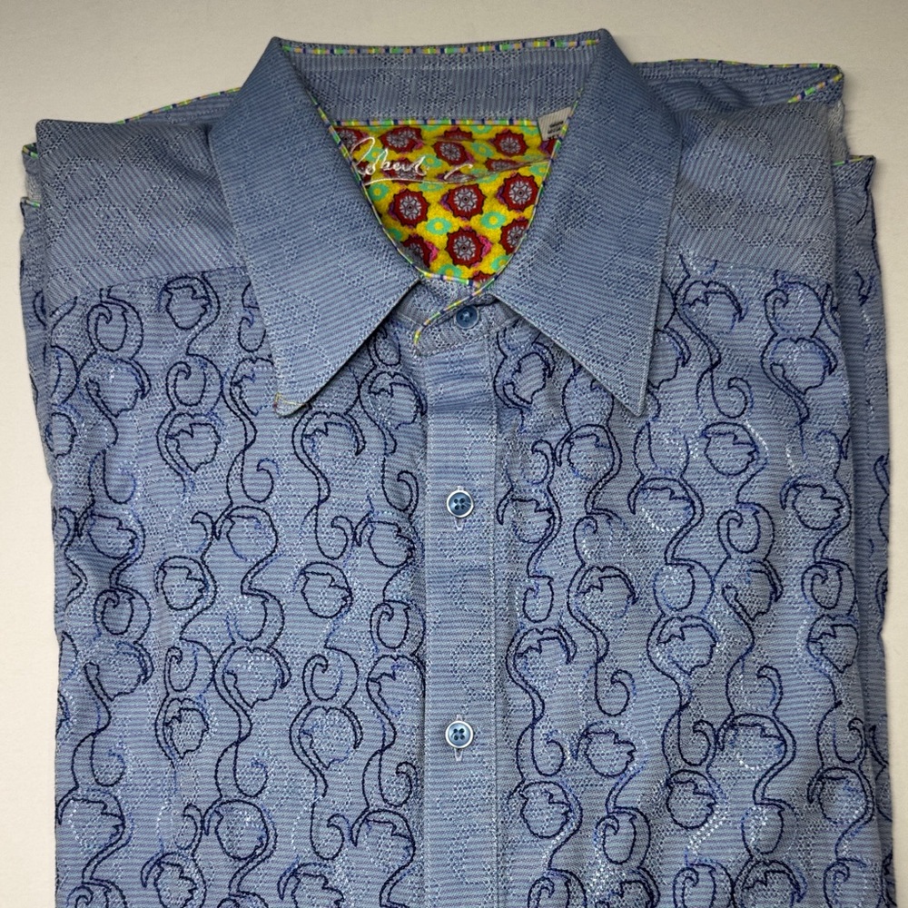 Robert Graham Men's Blue Quilted Patterned Shirt